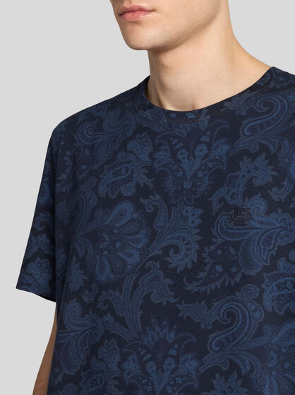 PAISLEY AND MAXI FLOWER COTTON T-SHIRT