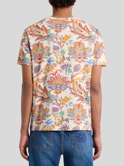 COTTON AND LINEN T-SHIRT WITH PRINT