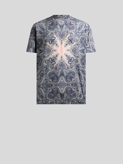 COTTON T-SHIRT WITH POCKET-SQUARE PAISLEY MOTIF