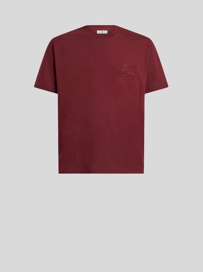 COTTON JERSEY T-SHIRT WITH RAISED PEGASO LOGO