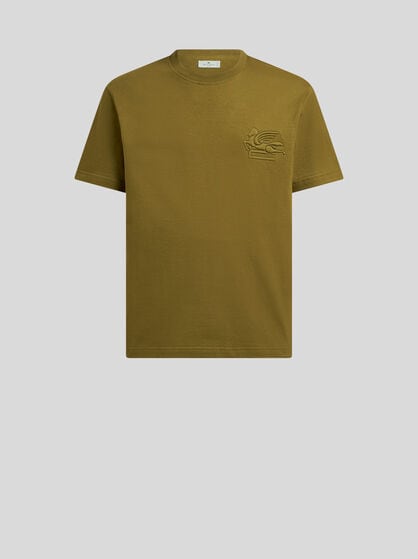 COTTON JERSEY T-SHIRT WITH RAISED PEGASO LOGO