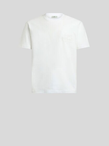 COTTON JERSEY T-SHIRT WITH RAISED PEGASO LOGO