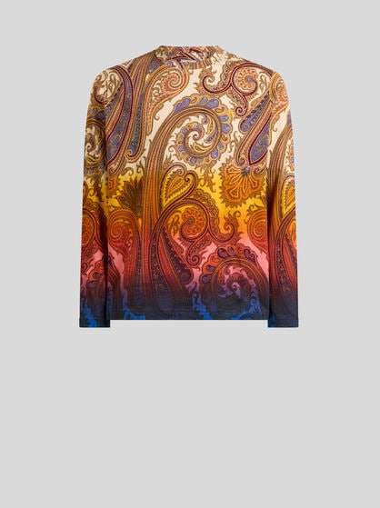 COTTON JERSEY SWEATER WITH DEGRAD&Eacute; PAISLEY MOTIF
