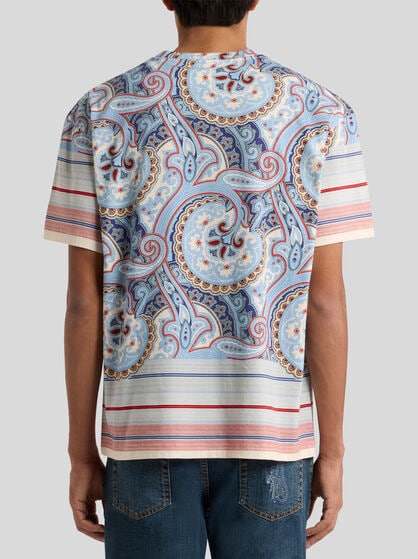 COTTON PAISLEY T-SHIRT WITH STRIPES