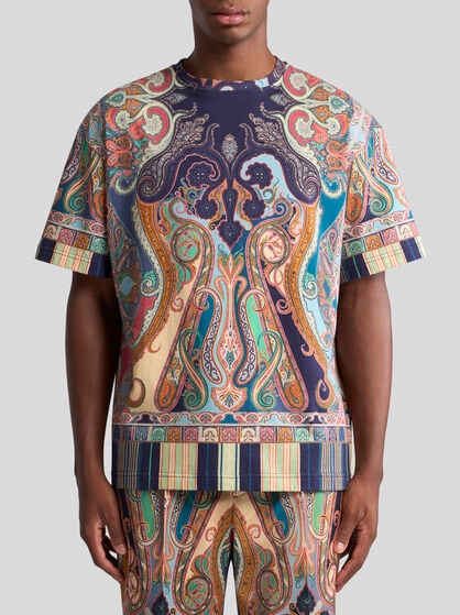 MULTICOLOURED COTTON PAISLEY T-SHIRT