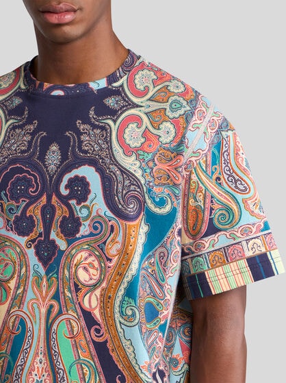 MULTICOLOURED COTTON PAISLEY T-SHIRT
