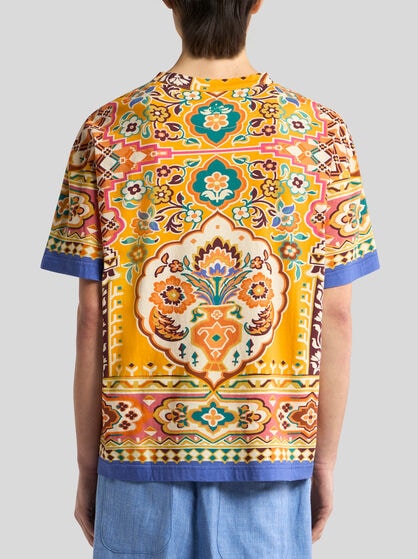 COTTON AND LINEN T-SHIRT WITH PRINT