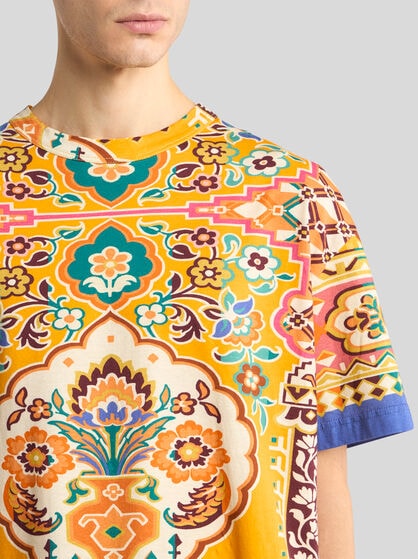 COTTON AND LINEN T-SHIRT WITH PRINT