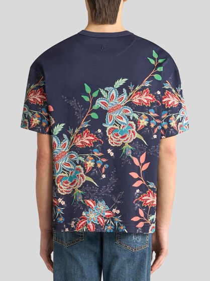 COTTON T-SHIRT WITH PEACOCK PRINT