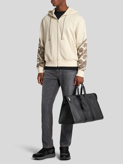 HOODED SWEATSHIRT WITH DOUBLE PRINT