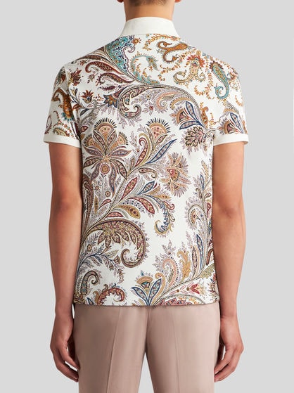 MULTICOLOURED PAISLEY POLO SHIRT WITH LOGO