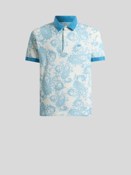 COTTON PIQUE POLO SHIRT WITH PAISLEY MOTIF