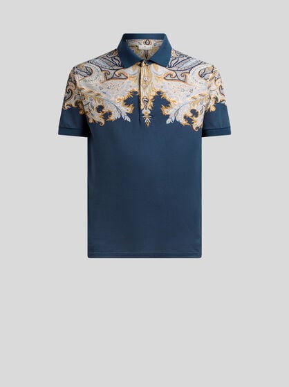 COTTON PIQUE POLO SHIRT WITH PLACED PRINT