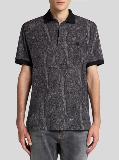 ALL-OVER FOLIAGE COTTON POLO SHIRT