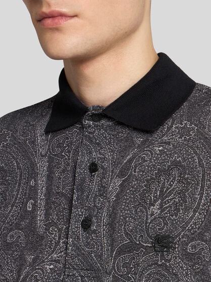 ALL-OVER FOLIAGE COTTON POLO SHIRT