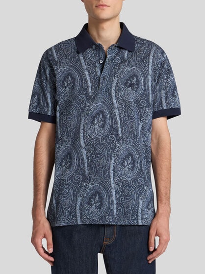 ALL-OVER FOLIAGE COTTON POLO SHIRT