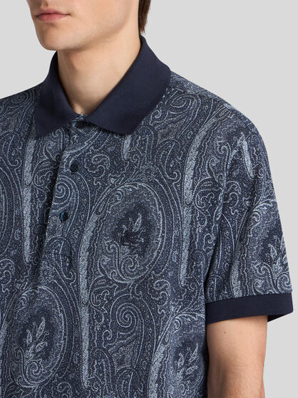 ALL-OVER FOLIAGE COTTON POLO SHIRT