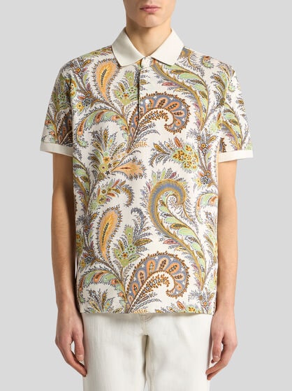 FLORAL PAISLEY COTTON POLO SHIRT