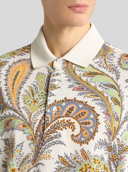FLORAL PAISLEY COTTON POLO SHIRT