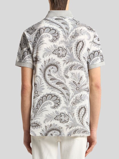 FLORAL PAISLEY COTTON POLO SHIRT