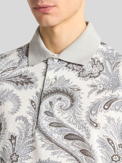 FLORAL PAISLEY COTTON POLO SHIRT