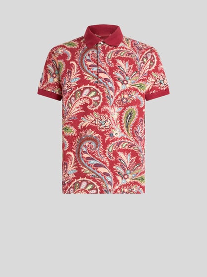 FLORAL PAISLEY COTTON POLO SHIRT