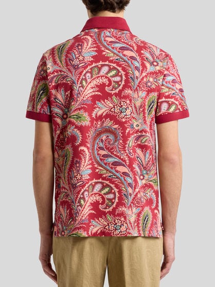 FLORAL PAISLEY COTTON POLO SHIRT