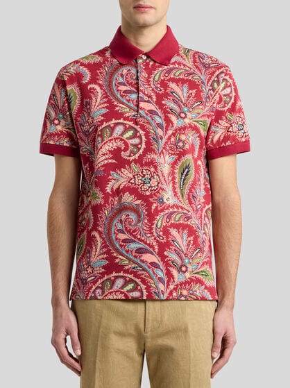 FLORAL PAISLEY COTTON POLO SHIRT