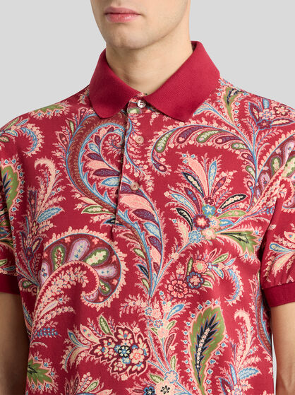 FLORAL PAISLEY COTTON POLO SHIRT