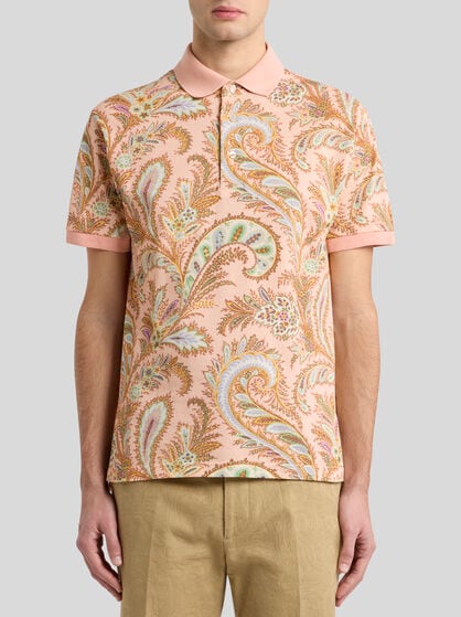 FLORAL PAISLEY COTTON POLO SHIRT