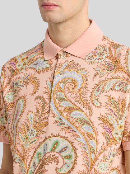 FLORAL PAISLEY COTTON POLO SHIRT