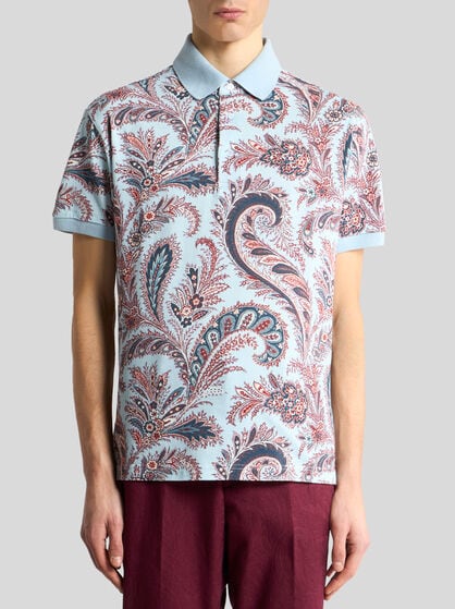 FLORAL PAISLEY COTTON POLO SHIRT