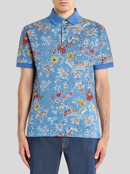 COTTON POLO SHIRT WITH FLORAL PRINT
