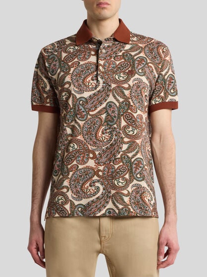 COTTON POLO SHIRT WITH PAISLEY PRINT