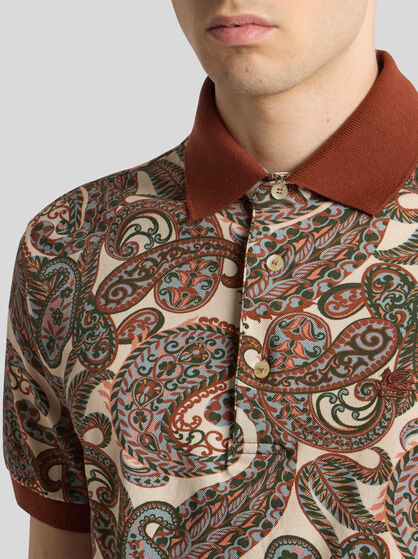 COTTON POLO SHIRT WITH PAISLEY PRINT