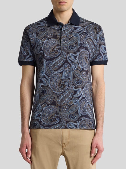 COTTON POLO SHIRT WITH PAISLEY PRINT