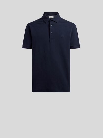 PLAIN-COLOURED COTTON POLO SHIRT WITH PRINTED DETAILS