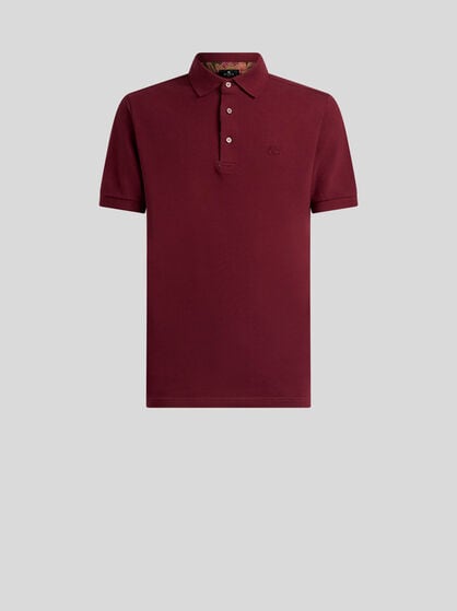 PLAIN-COLOURED COTTON POLO SHIRT WITH PRINTED DETAILS