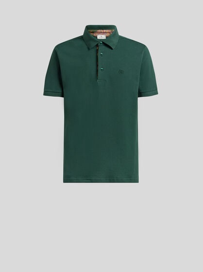 PLAIN-COLOURED COTTON POLO SHIRT WITH PRINTED DETAILS