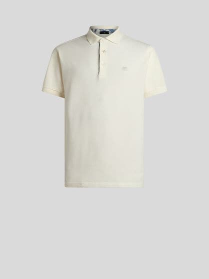PLAIN-COLOURED COTTON POLO SHIRT WITH PRINTED DETAILS