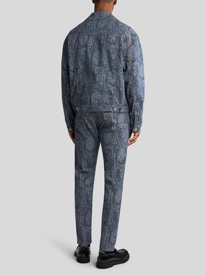 DENIM JACKET WITH PAISLEY MOTIF ALL OVER