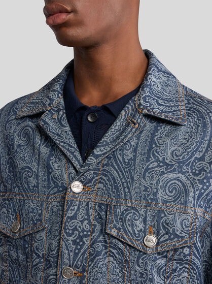 DENIM JACKET WITH PAISLEY MOTIF ALL OVER
