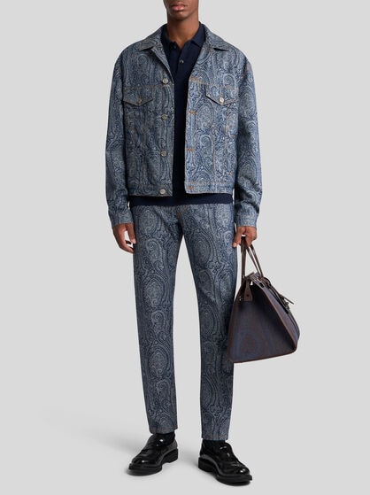 DENIM JACKET WITH PAISLEY MOTIF ALL OVER