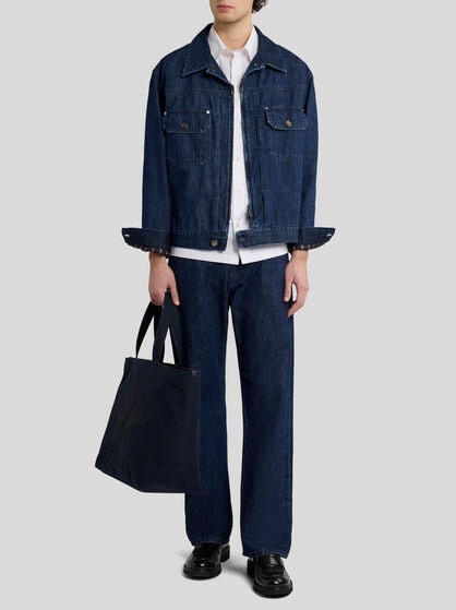 DENIM JACKET WITH OCTOPUS EMBROIDERY AND LOGO