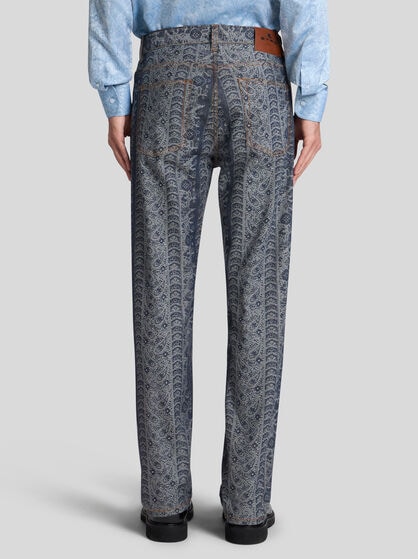 JACQUARD JEANS WITH LOGO TAG