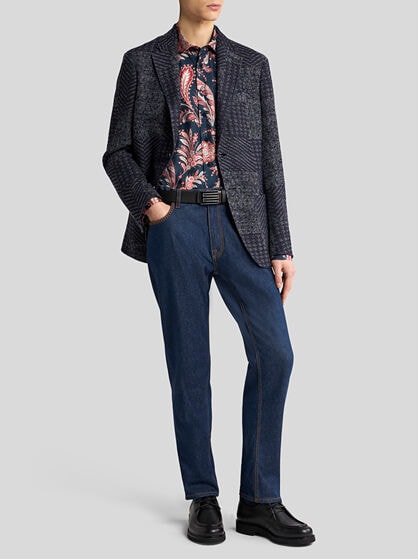 REGULAR-FIT JEANS WITH STITCHING ON FRONT POCKETS
