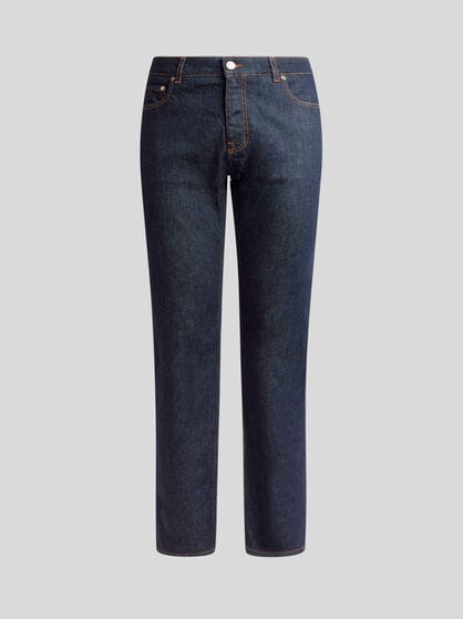 REGULAR-FIT COTTON DENIM JEANS WITH PEGASO EMBROIDERY