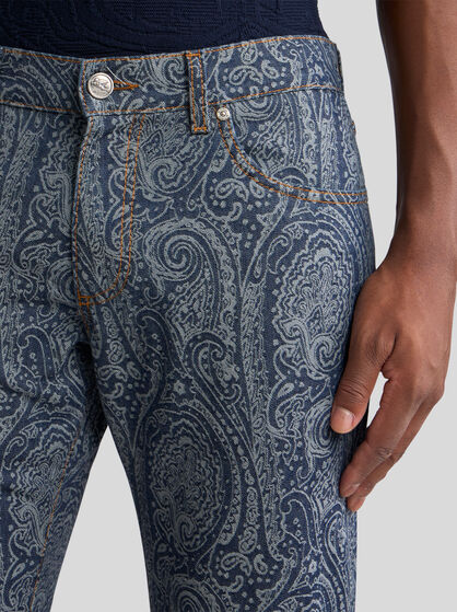JEANS WITH PAISLEY MOTIF ALL OVER