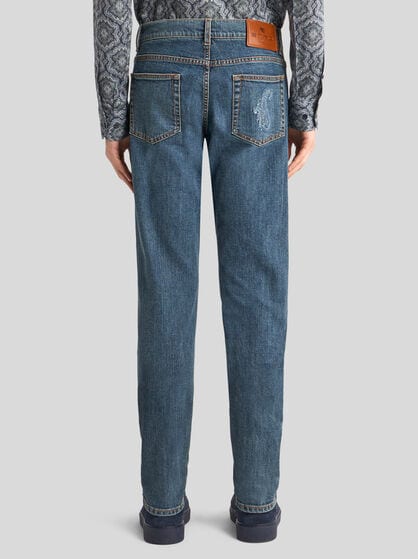 SLIM-FIT JEANS WITH PAISLEY EMBROIDERY