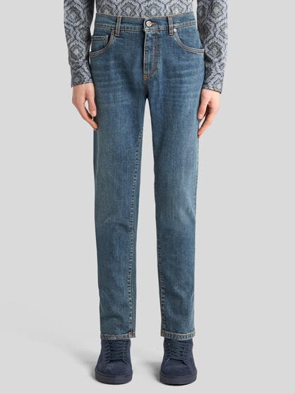 SLIM-FIT JEANS WITH PAISLEY EMBROIDERY